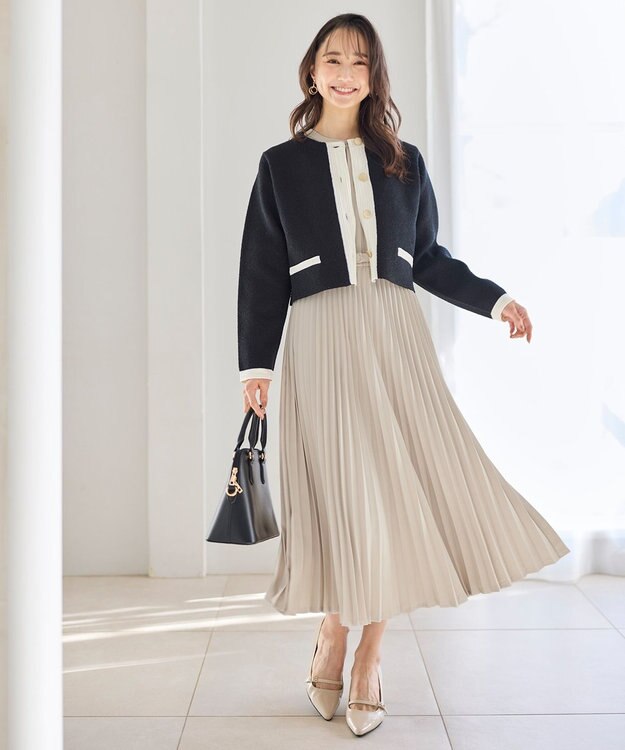 ANY SIS S 【洗える】ノーブルプリーツ ワンピース ライトベージュ