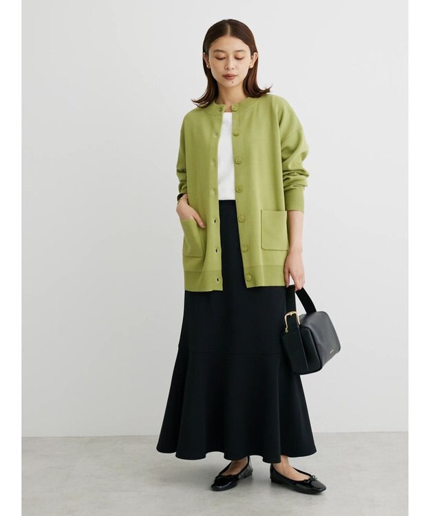 Green Parks ミドル丈モックネックカーディガン Green
