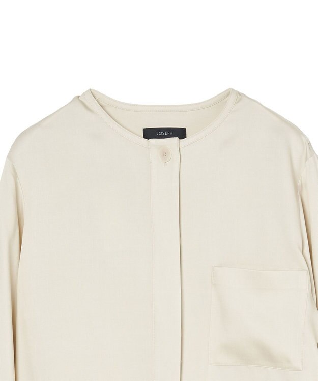 JOSEPH ソフトビスコーステーラリング　ノーカラーシャツ Quail