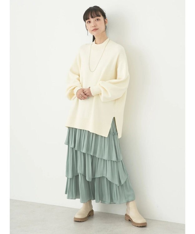 earth music&ecology やわらかタッチハイネックチュニック Ivory