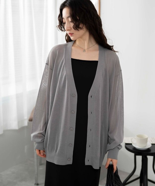 WEGO 【ユニセックス着用ITEM/紫外線対策/冷房対策】シアーカーディガン グレー