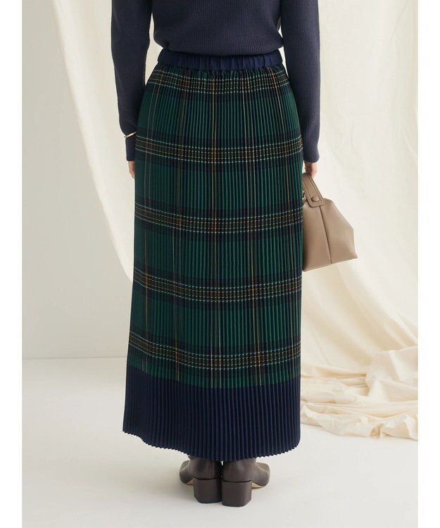 CRAFT STANDARD BOUTIQUE 配色チェックプリーツスカート Check Green