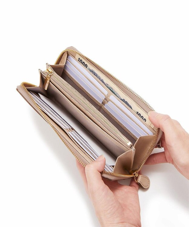 TOPKAPI 【TOPKAPI】角シボ型押し・ ラウンド 長財布 COLORATO コロラート グレージュ