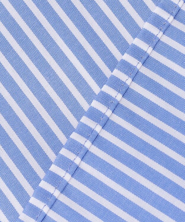 ANY SIS 【洗える】ノーカラーシャツ ブラウス ブルーストライプ