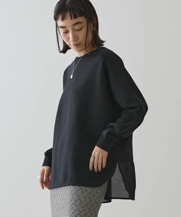 AMERICAN HOLIC ドルマン異素材ポンチプルオーバー Black