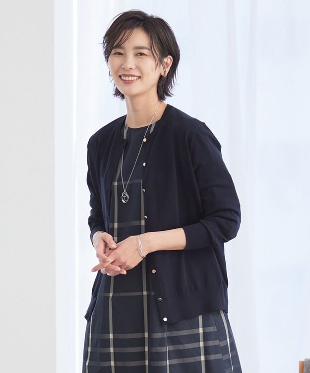 J.PRESS LADIES S 【洗える】 BASIC HI-COTTON カーディガン ネイビー系