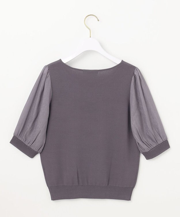 ANY SIS 【洗える】ハートネックファブリックコンビ ニット スレート