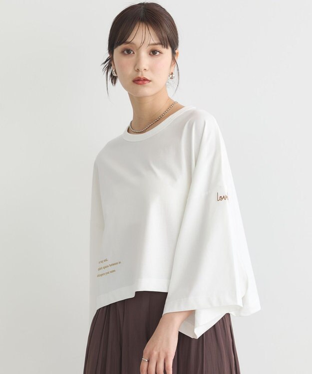 earth music&ecology アソートプリントワイドTee Ivory