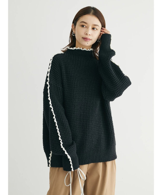 Green Parks ・Ｐｅｔｉｔ　Ｆｌｅｕｒ　ハイショクパイピングニット Black