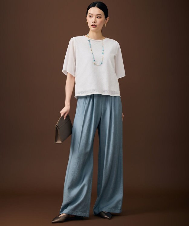 自由区 L 【SHIHOさん着用・ご好評アイテム・新色追加・セットアップ対応】エアリーツイルワイド パンツ ［新色］サックス