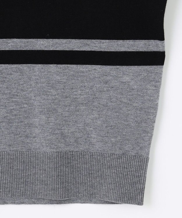 23区GOLF 【WOMEN】【ウォッシャブル 】バイカラー ニットソー ブラック系