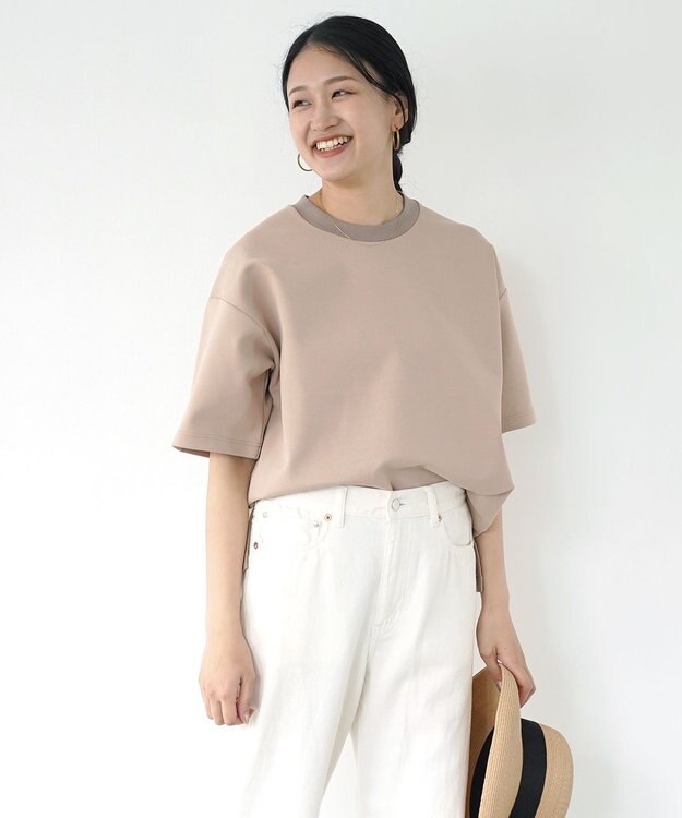 WHITE MAILS 【UNISEX】PAPER DOUBLE JERSEY OVERSIZED T-シャツ ベージュ