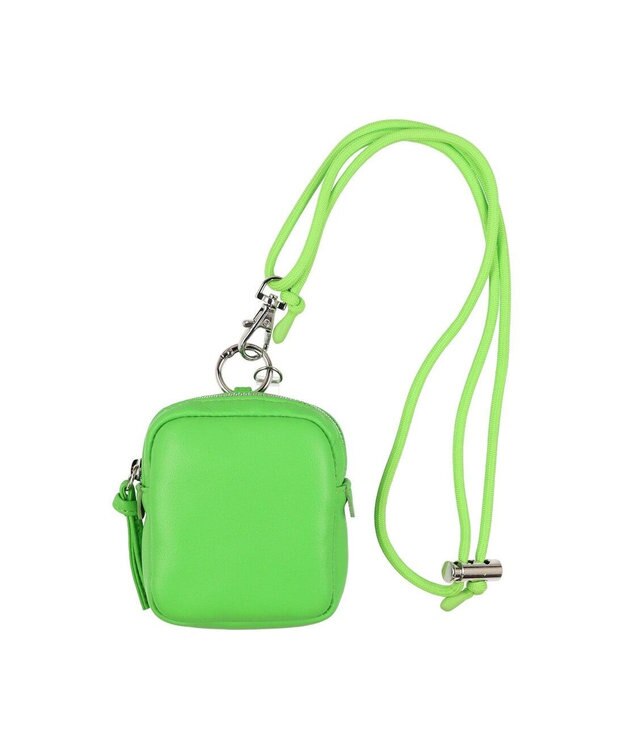 UNBILLION ペルケ perche / 蛍光レザーストラップ付き・チャームポーチショルダー グリーン