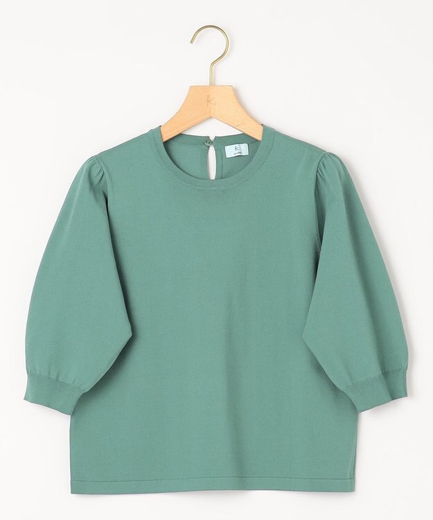 組曲 S 【UVケア・接触冷感】MINA 6分袖ニットプルオーバー クリームグリーン系