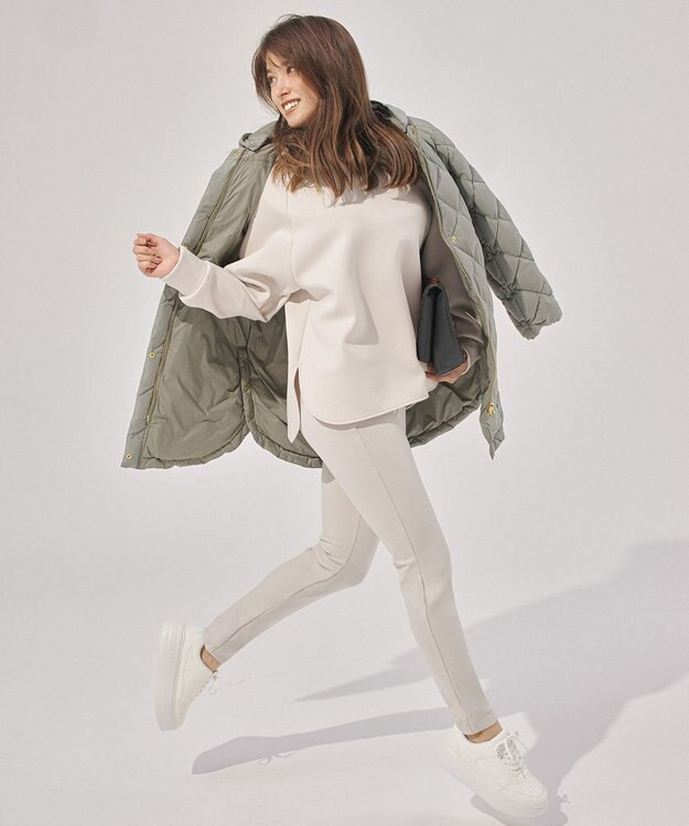 UNFILO beauty warm スリムフィット ストレッチパンツ グレージュ