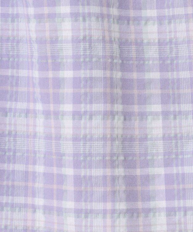 ANY KIDS オフショルダー フリル ブラウス ラベンダー系チェック