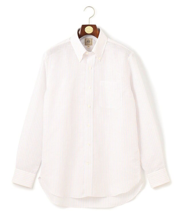J.PRESS MEN 【WEB・一部店舗限定】コットンリネンマルチストライプ シャツ / B.D. オレンジ系1