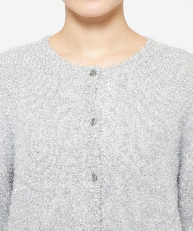 uncrave ラメ シャギー ニット カーディガン（uncrave STANDARD） シルバー×ライトグレー