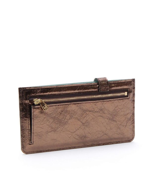 A.D.M.J. 【牛革】イタリアンレザークラックメタルスリムウォレット ブロンズ