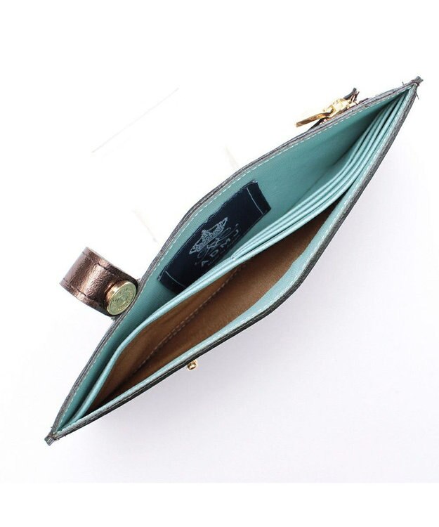 A.D.M.J. 【牛革】イタリアンレザークラックメタルスリムウォレット ブロンズ