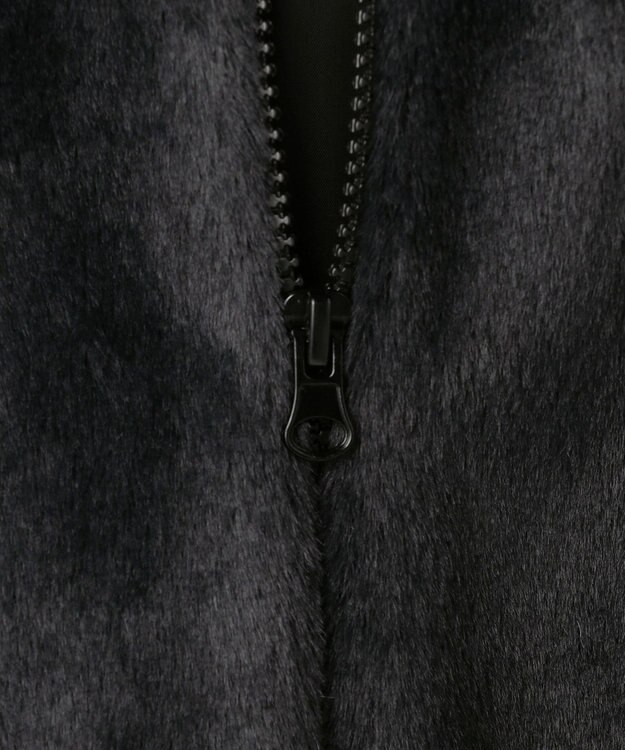 Feroux フード付きフェイクファー パーカー ブラック系