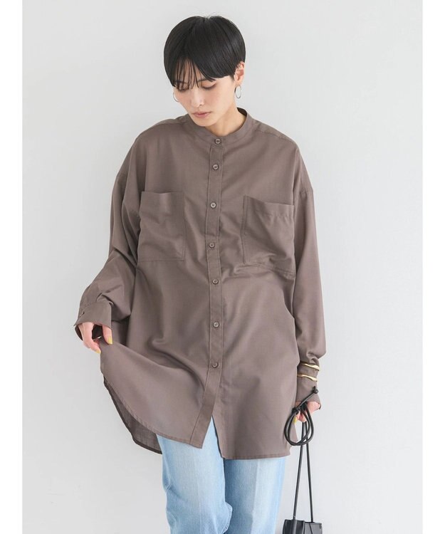 AMERICAN HOLIC イージーケア＋接触冷感　Ｗポケットシャツチュニック Brown