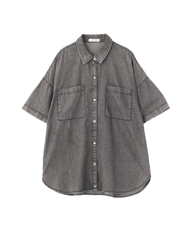 Green Parks 半袖シアーデニムシャツ Black