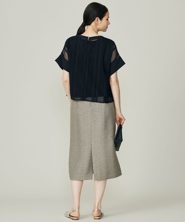 自由区 L 【洗える】ルーレックスジャカード スカート モスグレー