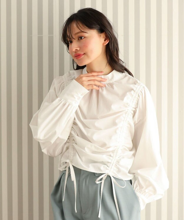 Green Parks ・ＡＮＤＳＥＡＲＣＨ　ドロストリボンブラウス Off White