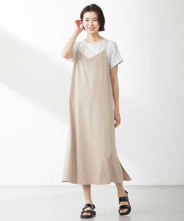 J.PRESS LADIES 【WEB限定カラーあり・接触冷感・UVケア】コンパクトコットンスムース タックスリーブ カットソー ライトグレー系
