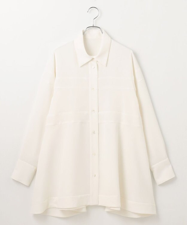 #Newans 【洗濯機可能】Aラインパネルチュニックシャツ ホワイト