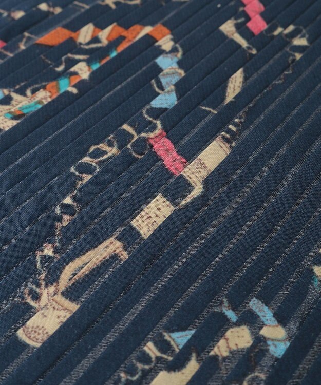 YECCA VECCA ビットプリントプリーツスカーフ Navy