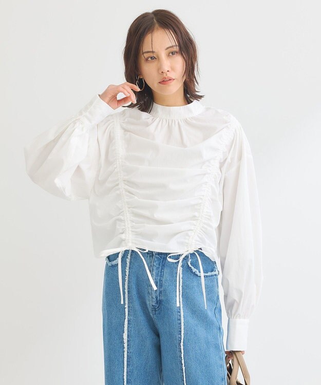Green Parks ・ＡＮＤＳＥＡＲＣＨ　ドロストリボンブラウス Off White