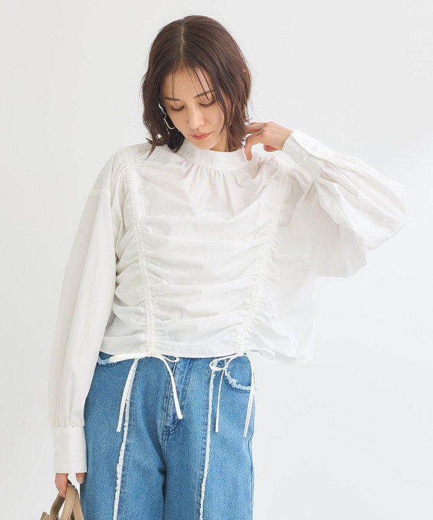 Green Parks ・ＡＮＤＳＥＡＲＣＨ　ドロストリボンブラウス Off White