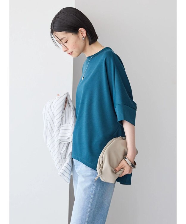 AMERICAN HOLIC 抗菌防臭＋接触冷感　コクーンカットプルオーバー Blue Green