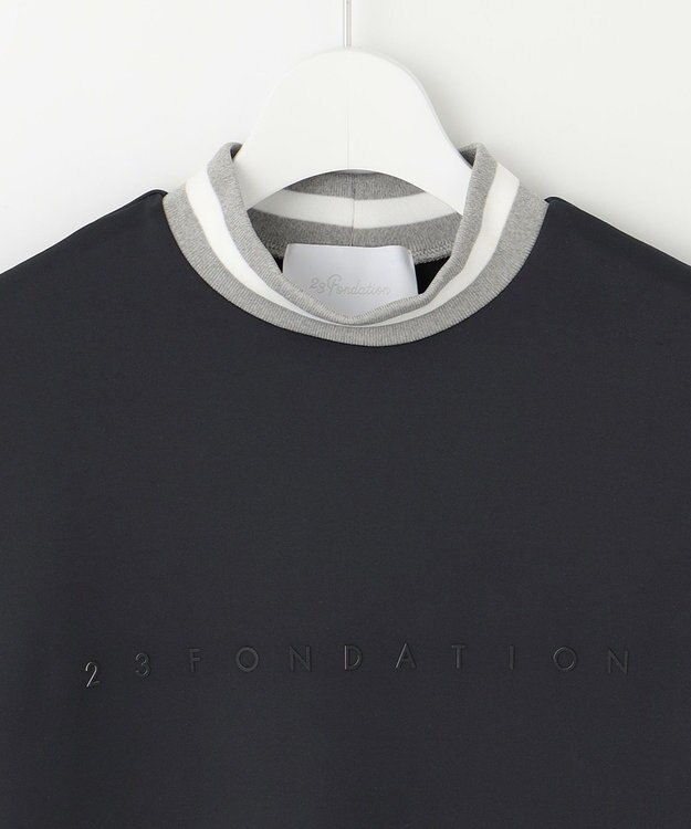 23区GOLF 【23Fondation/WOMEN】【吸水速乾/UVケア】ラインモックシャツ ブラック系