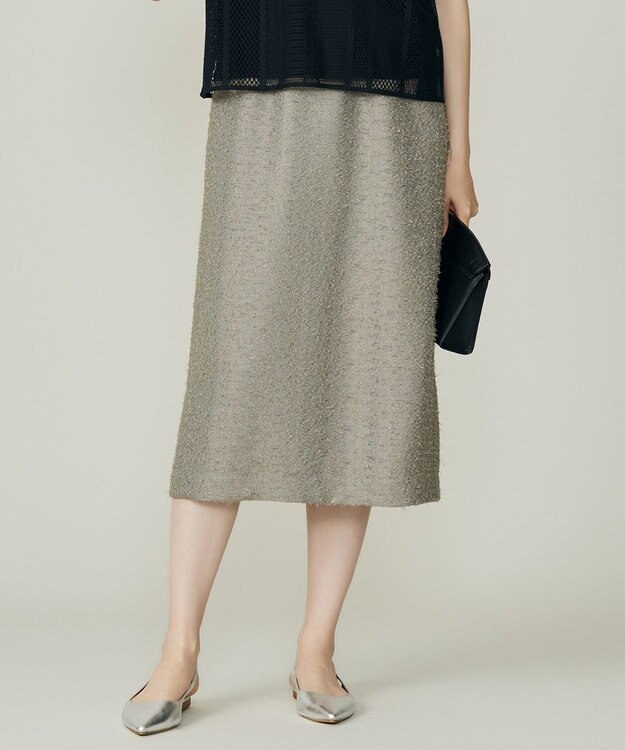 自由区 L 【洗える】ルーレックスジャカード スカート モスグレー