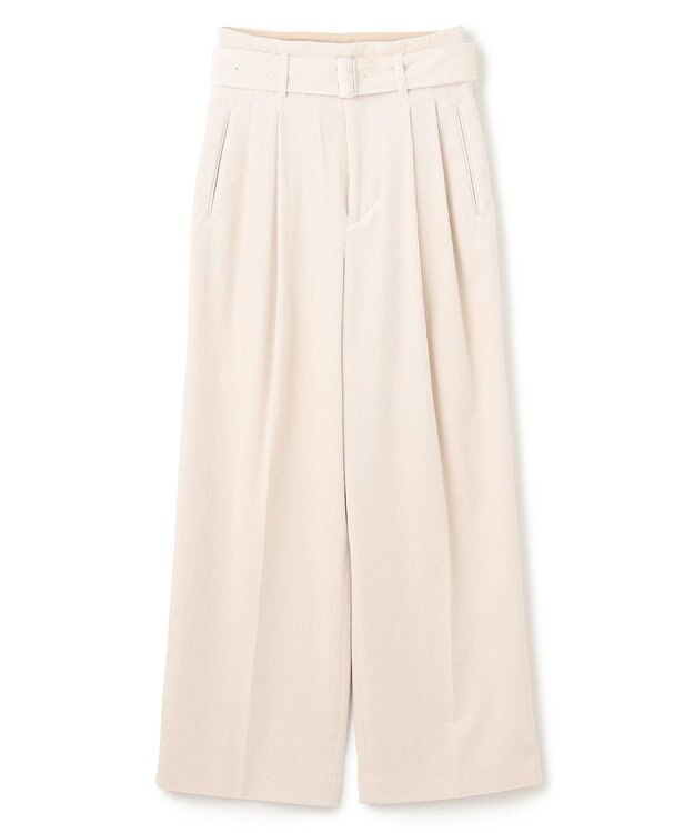 BEIGE， 【洗える】PASTEUR / ウエストベルト付きコーデュロイパンツ Ecru