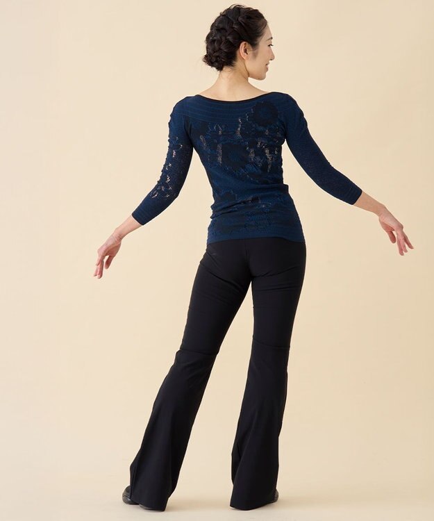 Chacott 【ノーソーイングニット】リバーシブルボートネックトップ アイアンブルー