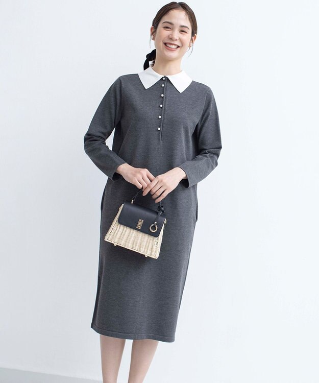 組曲 【新色追加！】Elena襟付き ニットワンピース グレー系8