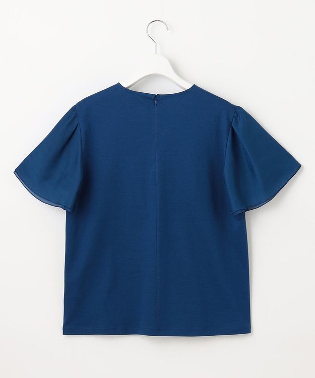 23区 【WEB限定】フレアコンビジャージー 袖フリル カットソー ブルー系