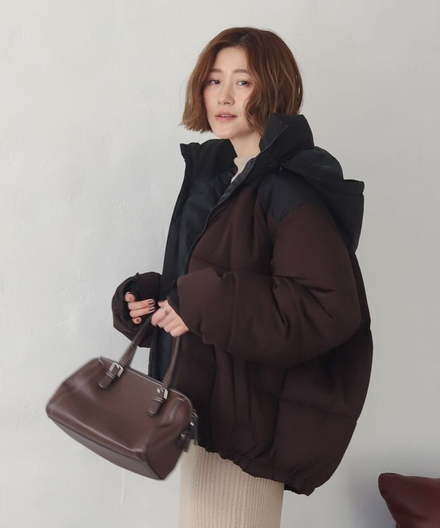 WEGO 【25年秋冬新作/ユニセックス着用ITEM/SMLサイズ展開】2WAYパファーブルゾン ブラウン