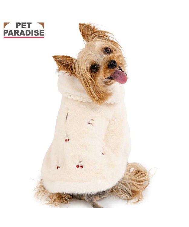 PET PARADISE ペットパラダイス チェリー ポンチョ 《ホワイト》 小型犬 オフホワイト