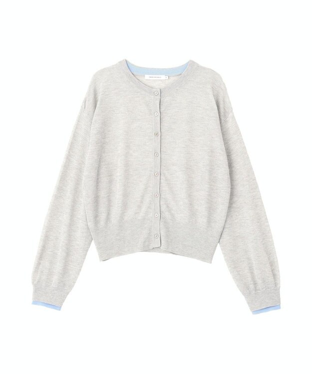 AMERICAN HOLIC シアー配色ニットカーディガン Light Gray