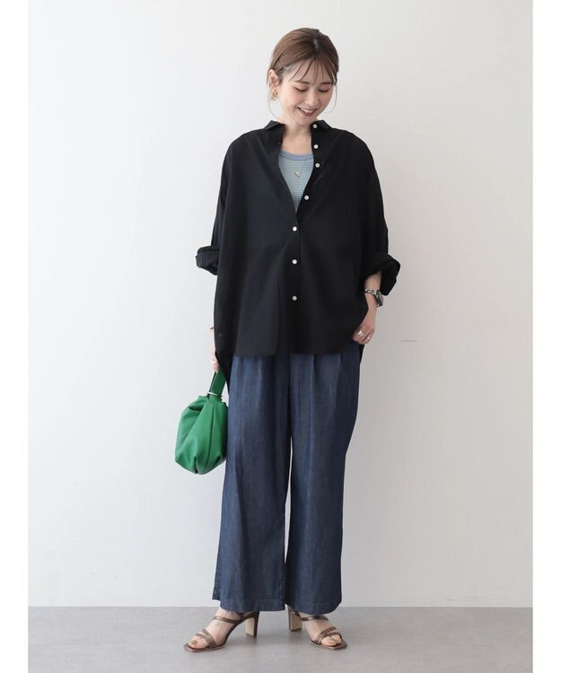 AMERICAN HOLIC 接触冷感＋速乾　強撚シアーボイルＢＩＧシャツ Black