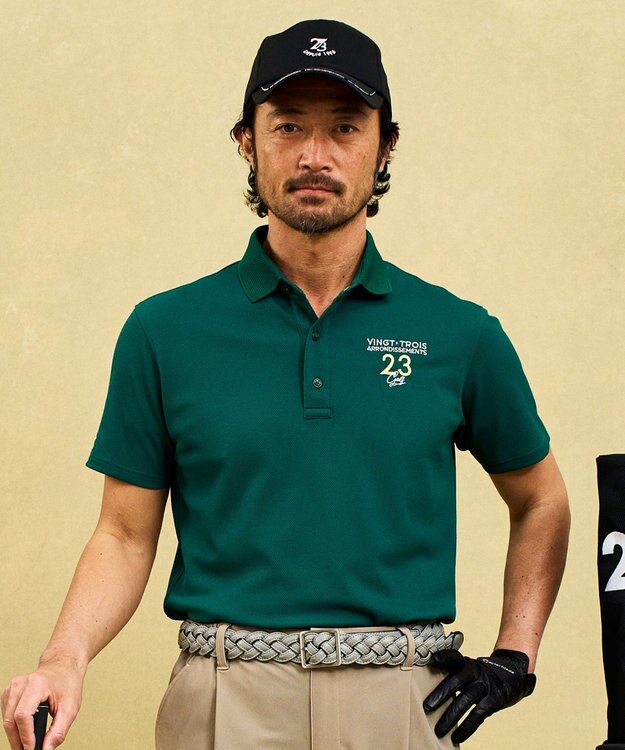 23区GOLF 【MEN】ハニカムライトカノコメッシュ衿ポロ グリーン系