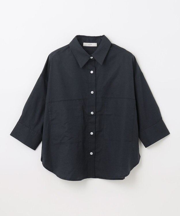 ANY 【洗濯機可能】ダブルポケット クロップドシャツ ネイビー