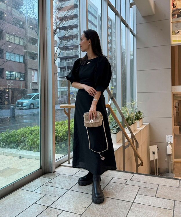 Green Parks AnriettMusee バックカットワークワンピース Black