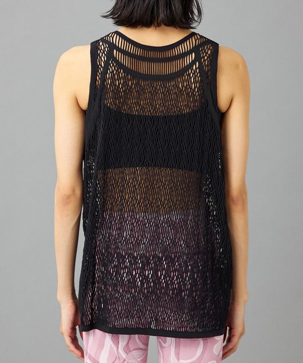Chacott 【ノーソーイングニット】ランダムメッシュニットタンクトップ ブラック