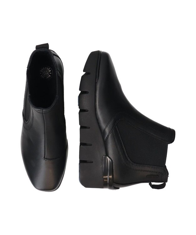 INTER-CHAUSSURES 【BUSSOLA】サイドゴアレザーショートブーツ ブラック